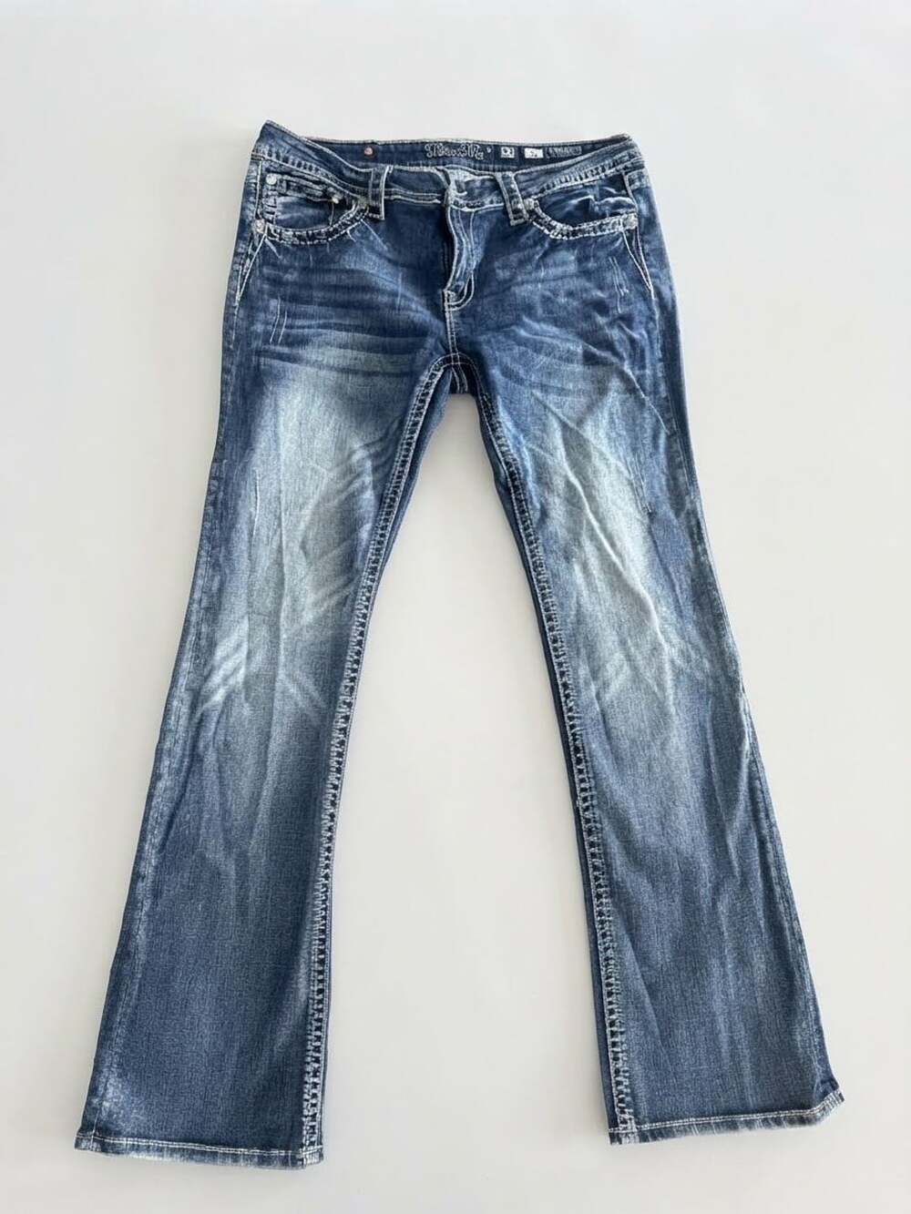 Miss Me Bootcut Y2K Jeans Size 33 Blue Embellished Denim
